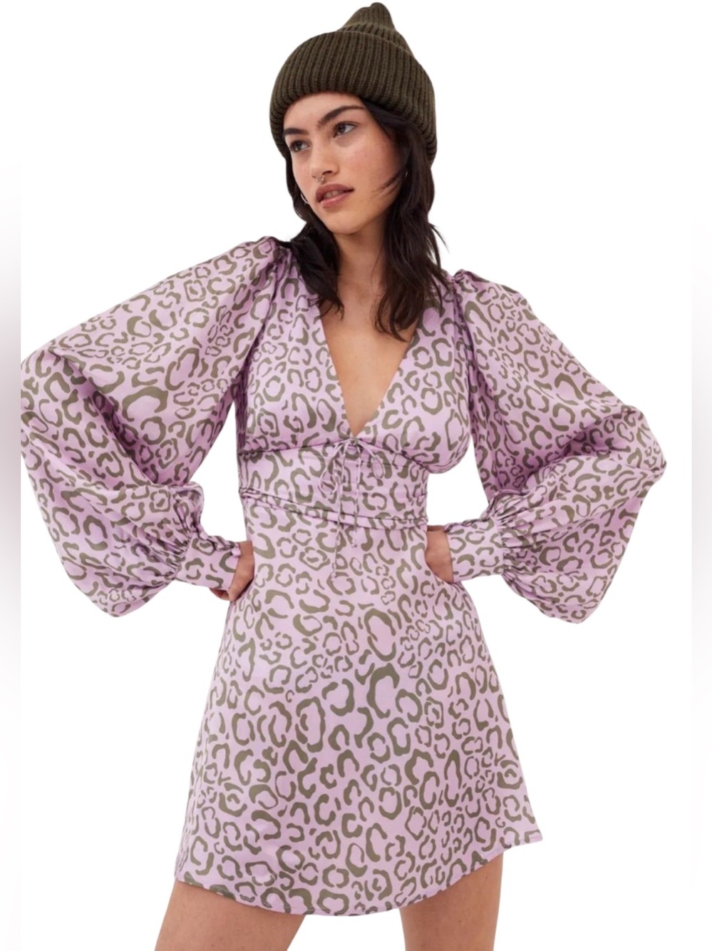 NWTS FOR LOVE AND LEMONS June Purple Warped Leopard Print Dress - Size Small
